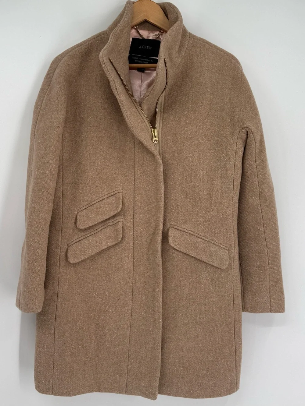 J. Crew Cocoon Coat Italian Stadium-Cloth Wool Blend Nello Gori Tan Size 2 - Picture 8 of 8